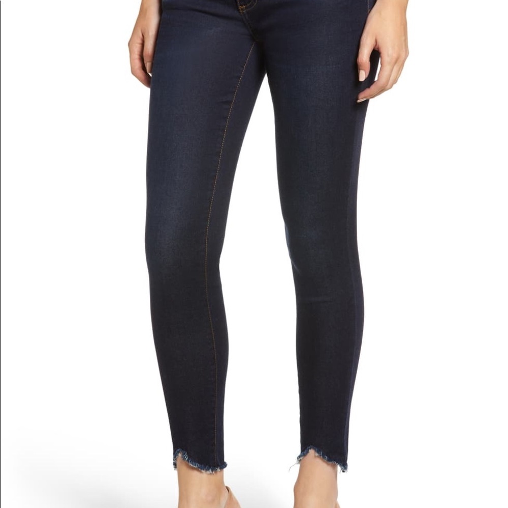 NWT KFTK denim dark wash with raw hem